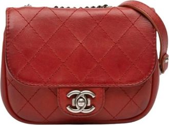 Chanel Pre-owned Vintage Mini Crossbody - Dames - Vintage Mini Tas - Rood - ONE Size - Leer - Vintage