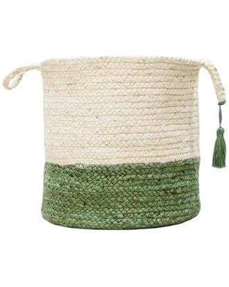 LR Home Lr Home Two-Tone Jute Decorative Storage Basket With Handles