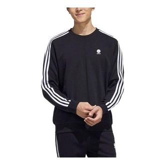 adidas Mens adidas neo Side Stripe Sports Pullover Round Neck Black HD4668