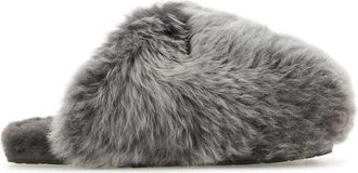 UGG Womens Grey Shearling Scuffette Slippers Charcoal Flat Shoes
