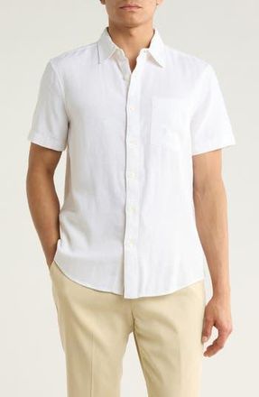 Nordstrom Short Sleeve Linen Blend Button-Up Shirt in White at Nordstrom Rack, Size Xx-Large