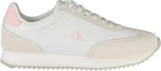 Calvin Klein Witte Leren Dames Sneaker - Dames - Sneakers - Wit - 40 EU - Leer - Schoenen