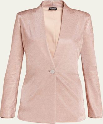 Giorgio Armani Metallic Bonded Jersey One-Button Blazer