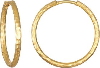 Satya Jewelry Textured Gold Medium Hoop Earrings