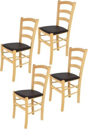 Tommychairs Tommychairs 4 Sillas Venice En Haya Color Natural, Asiento Polipiel Moka