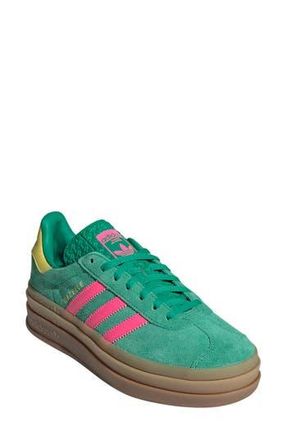 adidas Gazelle Bold Platform Sneaker in Court Green/pink/sulfur at Nordstrom Rack, Size 8