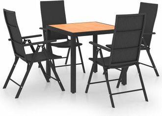 vidaXL Juego De Comedor De Jard&iacute;n 5 Piezas Negro Y Marr&oacute;n Vidaxl