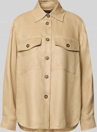 Max Mara Ausgestellte Hemdjacke aus reinem Leinen Modell POMPOSA in Sand, Gr&ouml;&szlig;e 34