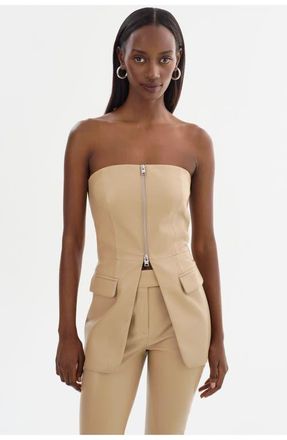 LaMarque Avani | Faux Leather Bustier Top in Wheat at Nordstrom, Size X-Small