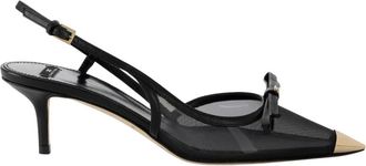 Elisabetta Franchi Bow Slingback - Dames - Pumps - Zwart - 37 EU - Leer - Schoenen