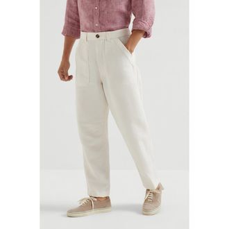Brunello Cucinelli Drill trousers in Off-White at Nordstrom, Size 44 It