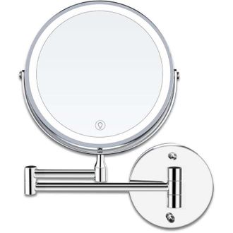Elle Espejo De Maquillaje Led De 8 Pulgadas Montado En La Pared Con Luz De Aumento, Aumento De 1x/10x, Carga Usb, Ajustable A 3 Colores, Giratorio 360&deg; Y E