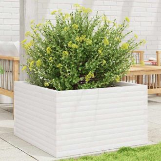 vidaXL Jardinera De Madera Maciza De Pino Blanca 80x80x46 Cm Vidaxl