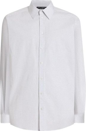 Dolce & Gabbana Witte Gouden Shirt met stippen - Heren - Casual Overhemden - Wit - M - Katoen - Overhemden