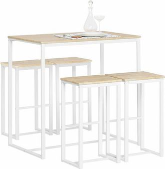 SoBuy Set Mesa Alta De Bar Y 4 Taburetes Muebles Bar Comedor Ogt15-wn Sobuy Es