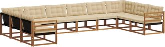 vidaXL Conjunto De Sof&aacute;s De Exterior 10 Uds. Natural Y Beige Vidaxl