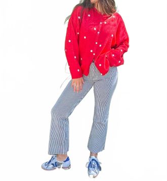 Kut from the Kloth Kelsey High Rise Ankle Flare Jeans In Navy/ivory