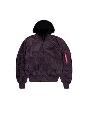 Alpha Industries Bomberjacke ALPHA INDUSTRIES MA-1 D-Tec Sleeve Embroidery, Herren, Gr. XXL, lila (plum), Obermaterial: 100% Nylon, Futter: 100% Nylon, Kapuze: 75% Bau