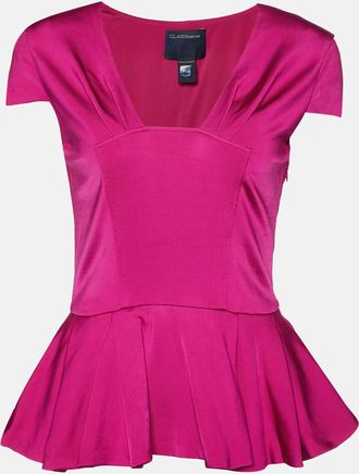 Roberto Cavalli Pink Jersey Peplum Top
