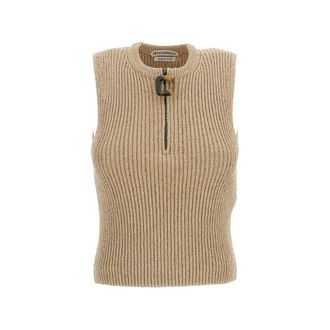 J.W.Anderson Sleeveless Quarter-Zip Knit Top - female - JW Anderson - Round-neck Knitwear - Beige - XS - Knitwear