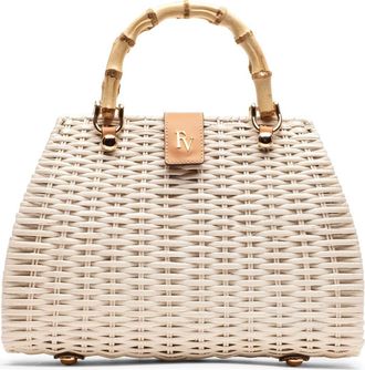 Frances Valentine Rooster Woven Wicker Top Handle Bag in Off White at Nordstrom