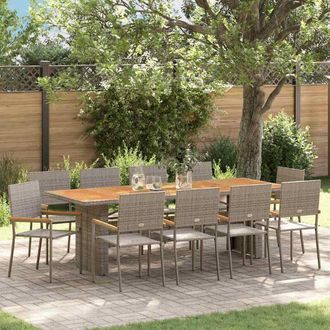 vidaXL Garden Dining Set 11 pcs Grey Poly rattan vidaXL