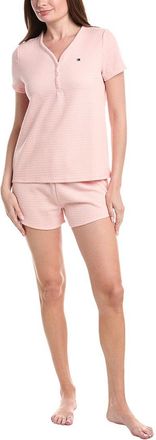 Tommy Hilfiger 2Pc Jacquard Missy Henley Shirt & Short Set