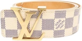 Louis Vuitton Pre-owned Belts, male, Beige, Size: ONE SIZE Pre-owned Damier Azur Belt