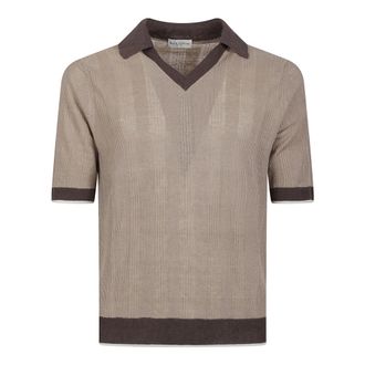 Ballantyne V-neck Knitwear, male, Brown, Size: 2XL Short Sleeves Polo