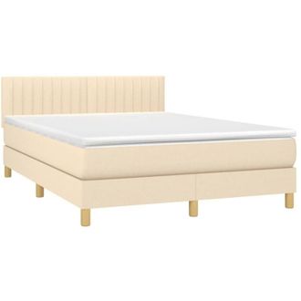 vidaXL Vidaxl - Cama Box Spring Colch&oacute;n Y Luces Led Tela Crema 140x190 Cm