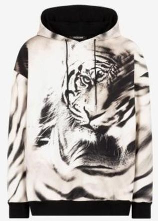 Roberto Cavalli Tiger Print Cotton Hoodie, Size XX-Large
