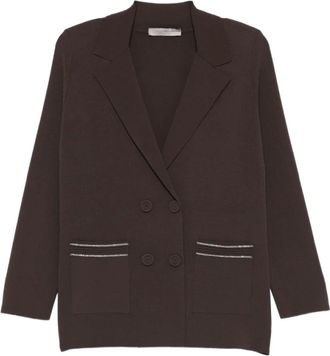 D.exterior Blazers, female, Brown, Size: M Double-breasted Embellished Blazer