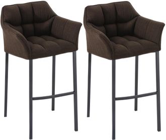 Clp Clp - Set De 2 Taburete De Bar Damaso En Tela Con Base De 4 Patas Marr&oacute;n Negro