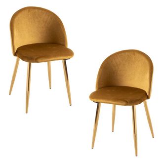Regalos Miguel Packs Sillas Comedor - Pack 2 Sillas Vint Terciopelo Golden - Amarillo