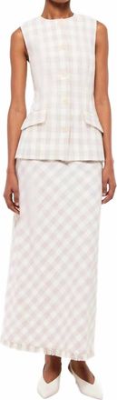 Jonathan Simkhai Calliope Crewneck Vest In Sand Gingham