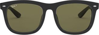 Ray-Ban 57mm Polarized Square Sunglasses in Black /Green at Nordstrom
