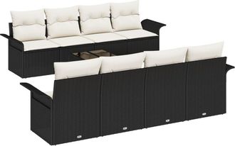 vidaXL Garden Sofa Set 9 pcs Black Poly rattan Vidaxl