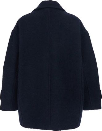 Pinko canederli Blue Double-breasted Coat With Wide Notched Revers In Wool Woman