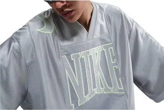 Nike (WMNS) Nike Sportswear Street Oversized Graphic Jersey Top Smoke Grey Barely Volt HJ0280-077