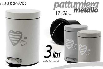 Trade Shop Trade Shop - Pattumiera Portaspazzatura Metallo 17x26cm 3lt Cuore Mio Colori Assortiti 748646