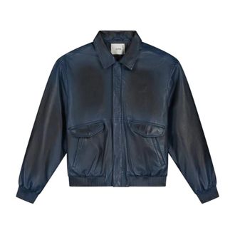 Arte Vintage Leren Jack - Navy - Heren - Leren en Su&egrave;de Jassen - Blauw - L - Leer - Jassen