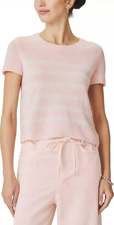 Splendid Emerson Short Sleeve Sweater In Pink Stripe