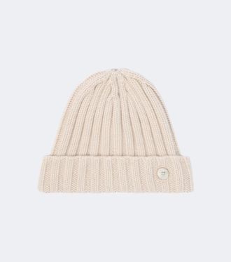 God's True Cashmere Ribbed-knit cashmere beanie with moonstone