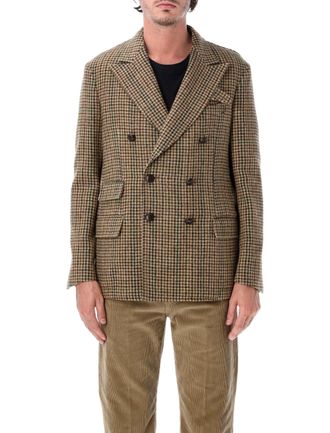 Fortela Travel Brown Wool Tweed Salpa Button Travel Blazer