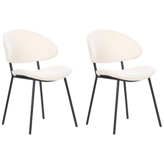 Beliani Beliani - Conjunto De 2 Sillas De Comedor Modernas Asiento Tapizado En Tela Respaldo Curvo Sin Reposabrazos Patas Negras Crema Kiana