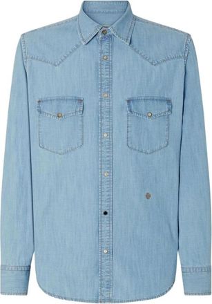 Jacob Cohen Premium Denim Western Shirt - Heren - Spijkeroverhemden - Blauw - XL - Denim - Overhemden