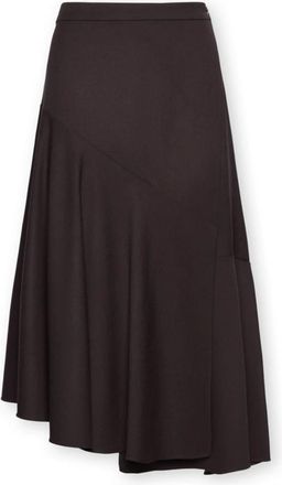 Elena Miro Flanellen rok met draperie - Dames - Midirokken - Bruin - 3XL - Leer - Rokken