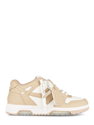 Off-white Low-Top Sneakers with Calf Leather Panels