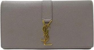 Saint Laurent Pre-owned Long wallet (bi-fold) - Dames - Vintage Accessoires - Grijs - ONE Size - Leer - Vintage