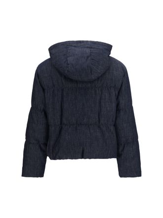 Brunello Cucinelli Womens Padded Jacket Denim Blu Cotton Down Coat